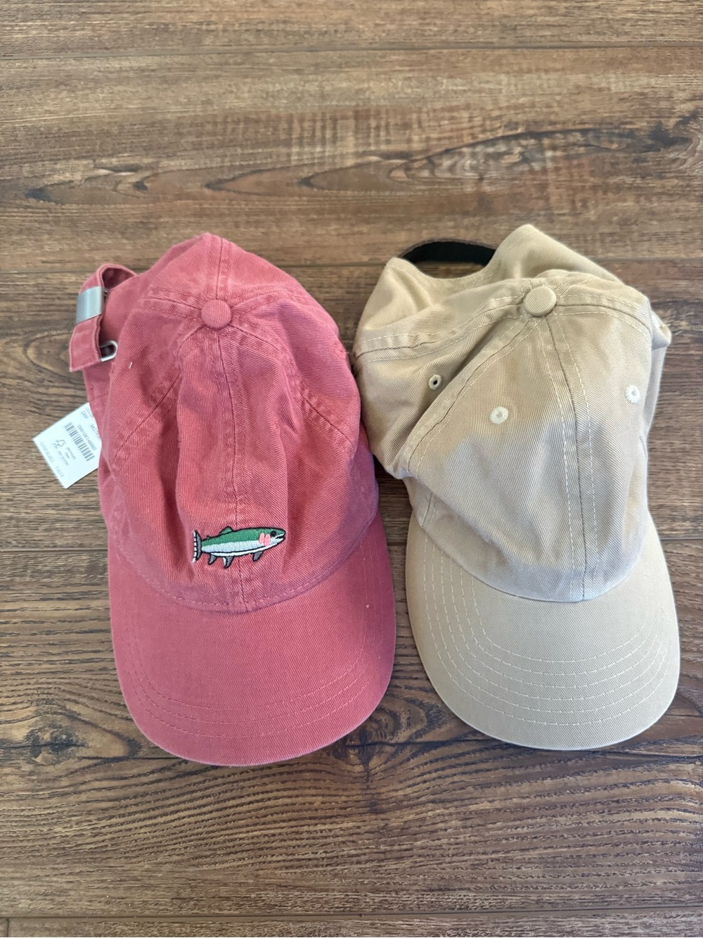 J. Crew Red & Khaki Baseball Caps (Pair)